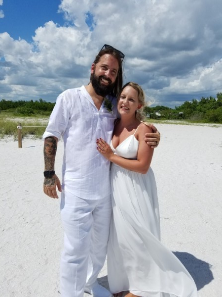 bride and groom on the beach 